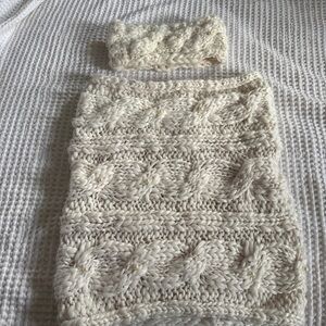 Betsey Johnson Cream Cable Knit headband, and scarf